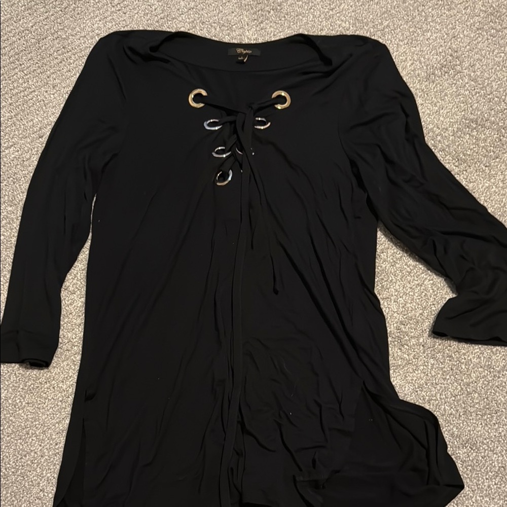 Cupio Black Lace-Up Blouse